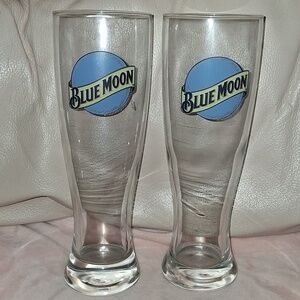Blue Moon Beer Glasses Pilsner Pub Barware Set of 2 - 16 oz